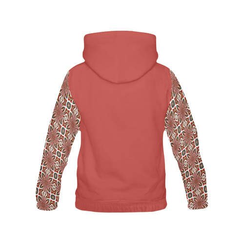 Red and White Abstract All Over Print Hoodie for Women (USA Size) (Model H13)