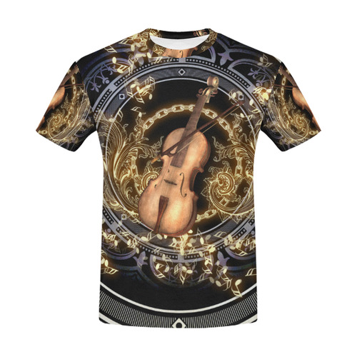 Beautiful violin and violin bow All Over Print T-Shirt for Men (USA Size) (Model T40)