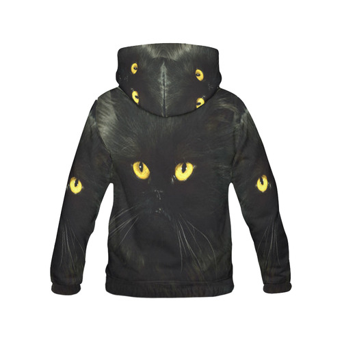 Black Cat All Over Print Hoodie for Women (USA Size) (Model H13)