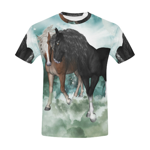 The wonderful couple horses All Over Print T-Shirt for Men (USA Size) (Model T40)