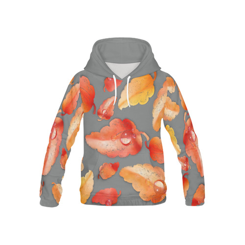 Red- orange leaves All Over Print Hoodie for Kid (USA Size) (Model H13)