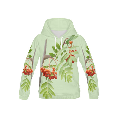 Rowan tree plant watercolor All Over Print Hoodie for Kid (USA Size) (Model H13)