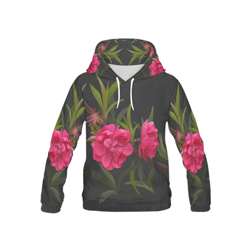 Peach blossom, floral watercolor All Over Print Hoodie for Kid (USA Size) (Model H13)