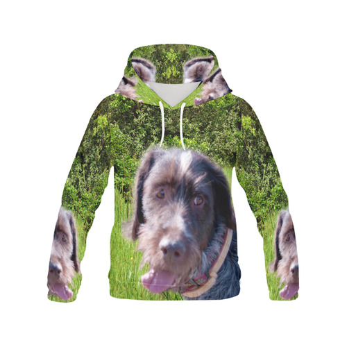 Dog Wirehaired Pointing Griffon All Over Print Hoodie for Women (USA Size) (Model H13)