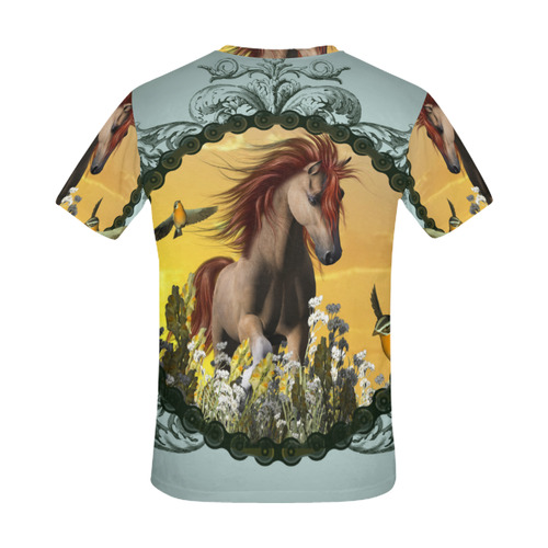 Horse with bird All Over Print T-Shirt for Men (USA Size) (Model T40)