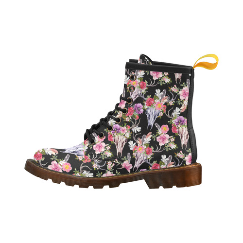 Floral Skull High Grade PU Leather Martin Boots For Women Model 402H