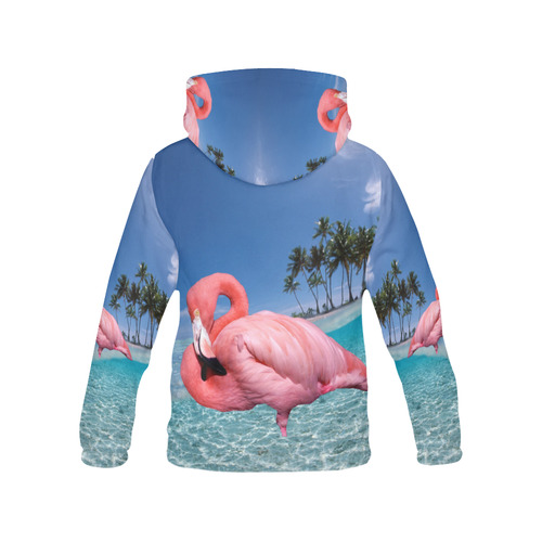 Flamingo and Palms All Over Print Hoodie for Women (USA Size) (Model H13)