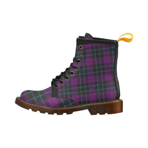 Purple Tartan High Grade PU Leather Martin Boots For Women Model 402H