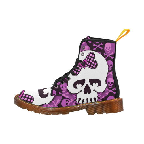 Pink-Poka-Dot-Bow-Skull Martin Boots For Women Model 1203H