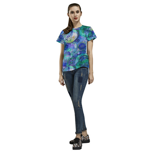 Aqua Bubbles All Over Print T-Shirt for Women (USA Size) (Model T40)