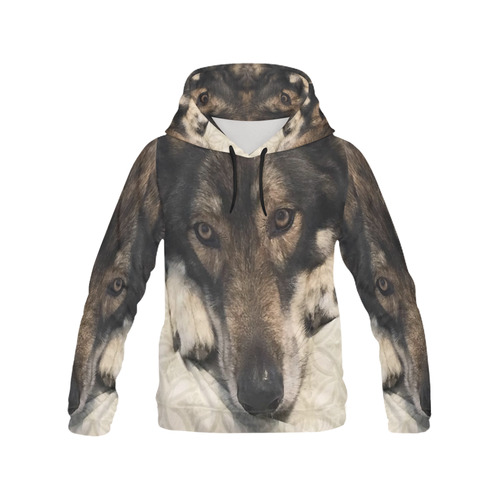 Dog German Shepherd All Over Print Hoodie for Women (USA Size) (Model H13)