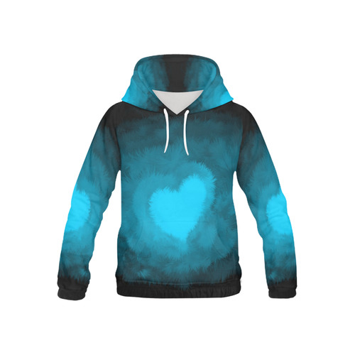 Blue Fluffy Heart, Valentine All Over Print Hoodie for Kid (USA Size) (Model H13)