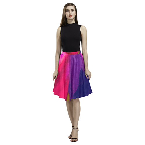 Hot Neon Flower Melete Pleated Midi Skirt (Model D15)