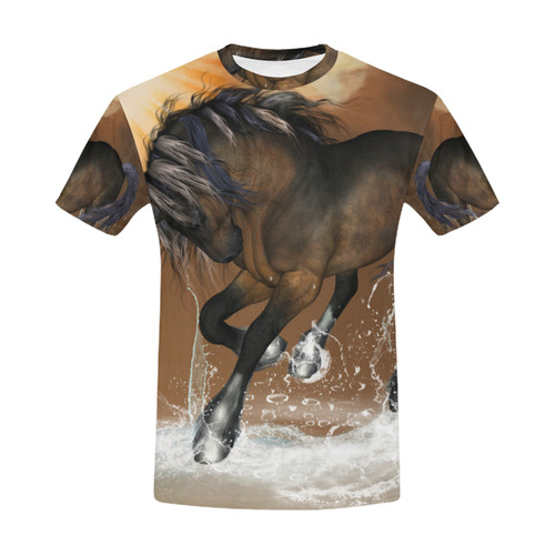 Wonderful horse with water splash All Over Print T-Shirt for Men (USA Size) (Model T40)