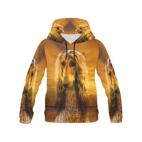 Dog Afgan Hound All Over Print Hoodie for Women (USA Size) (Model H13)