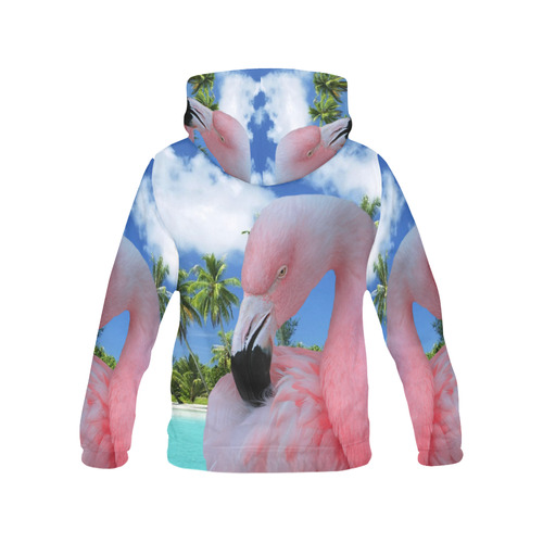 Flamingo and Beach All Over Print Hoodie for Women (USA Size) (Model H13)