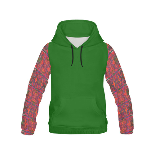 Multicolored Red All Over Print Hoodie for Women (USA Size) (Model H13)