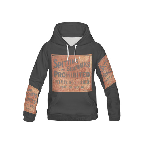 Spitting prohibited, penalty, photo All Over Print Hoodie for Kid (USA Size) (Model H13)