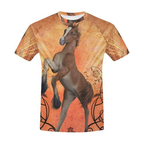 Awesome, cute foal with floral elements All Over Print T-Shirt for Men (USA Size) (Model T40)