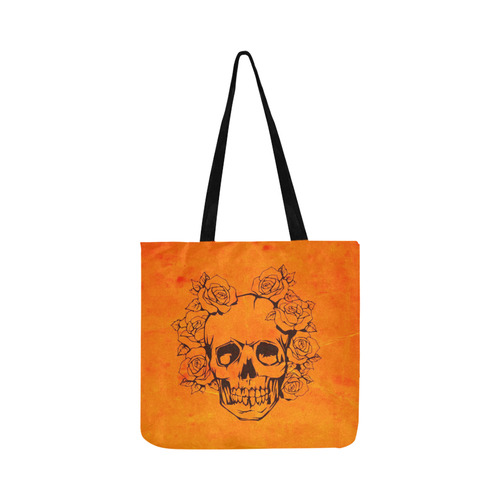 Skull with roses,orange Reusable Shopping Bag Model 1660 (Two sides)