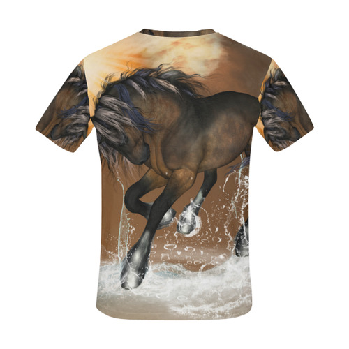 Wonderful horse with water splash All Over Print T-Shirt for Men (USA Size) (Model T40)
