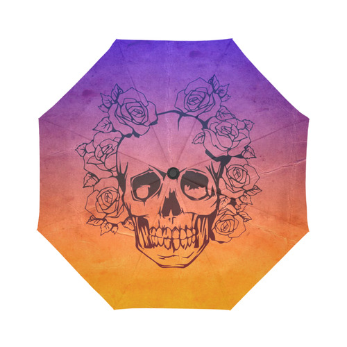 Skull with roses,gradient 1 Auto-Foldable Umbrella (Model U04)