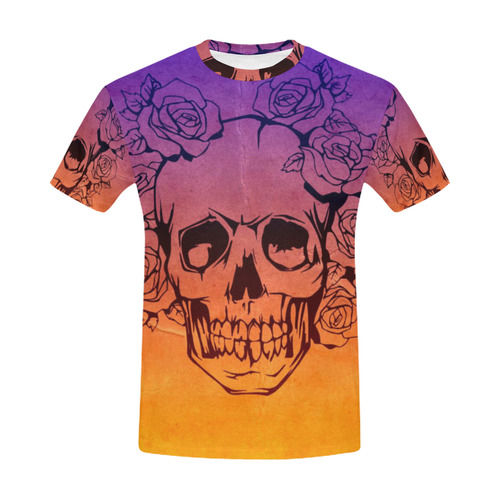 Skull with roses,gradient 1