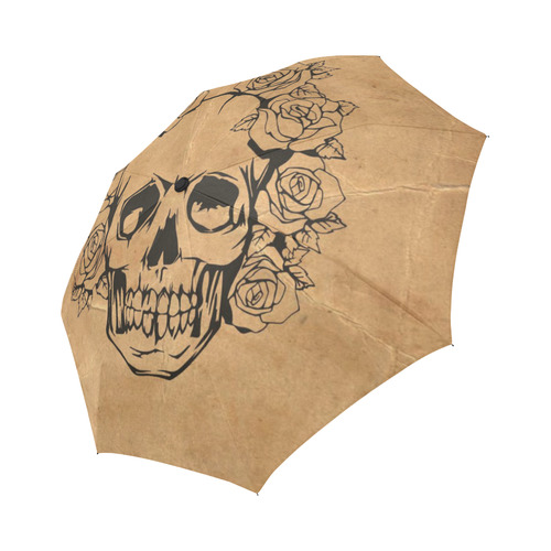 Skull with roses, vintage Auto-Foldable Umbrella (Model U04)