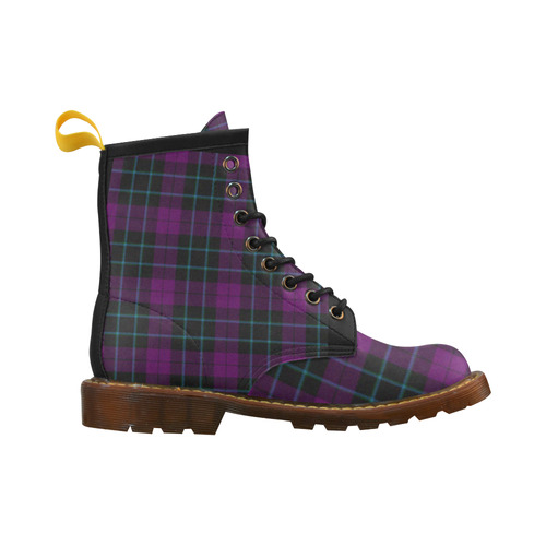 Purple Tartan High Grade PU Leather Martin Boots For Women Model 402H