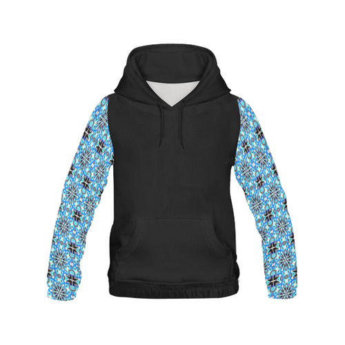 Blue Star All Over Print Hoodie for Women (USA Size) (Model H13)