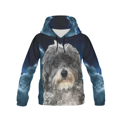 Dog Poodle Cross All Over Print Hoodie for Women (USA Size) (Model H13)