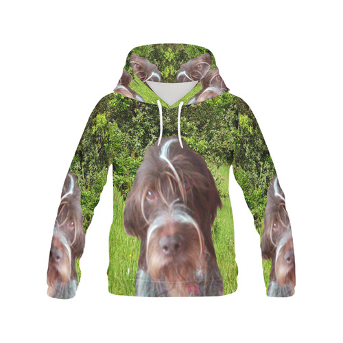 Dog Wirehaired Pointing Griffon All Over Print Hoodie for Women (USA Size) (Model H13)