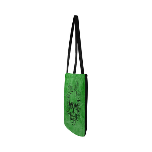 Skull with roses, green Reusable Shopping Bag Model 1660 (Two sides)