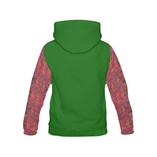 Multicolored Red All Over Print Hoodie for Women (USA Size) (Model H13)