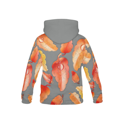 Red- orange leaves All Over Print Hoodie for Kid (USA Size) (Model H13)
