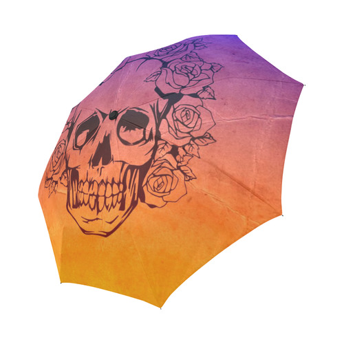 Skull with roses,gradient 1 Auto-Foldable Umbrella (Model U04)
