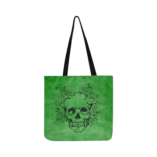 Skull with roses, green Reusable Shopping Bag Model 1660 (Two sides)