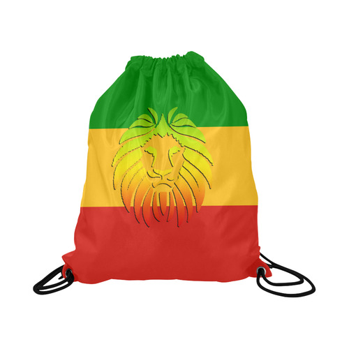 Rastafari Lion Flag green yellow red Large Drawstring Bag Model 1604 (Twin Sides)  16.5"(W) * 19.3"(H)