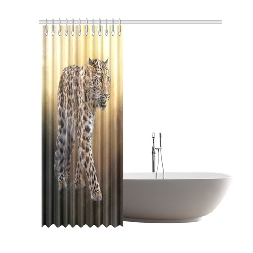 A magnificent painted Amur leopard Shower Curtain 69"x84"