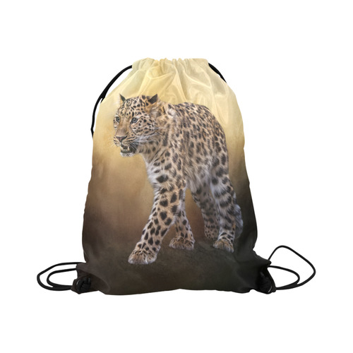 A magnificent painted Amur leopard Large Drawstring Bag Model 1604 (Twin Sides)  16.5"(W) * 19.3"(H)