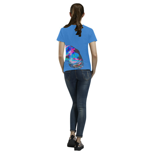 bubble boy on Blue All Over Print T-Shirt for Women (USA Size) (Model T40)
