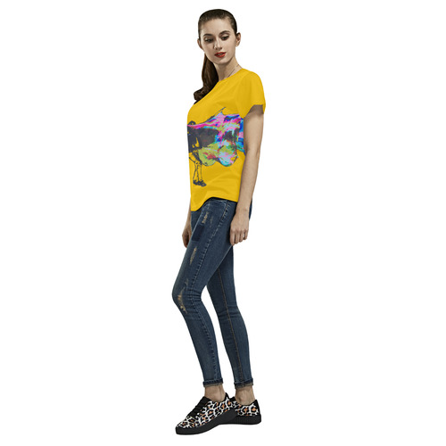bubble boy on Yellow All Over Print T-Shirt for Women (USA Size) (Model T40)