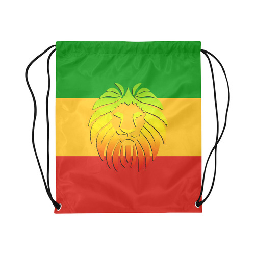 Rastafari Lion Flag green yellow red Large Drawstring Bag Model 1604 (Twin Sides)  16.5"(W) * 19.3"(H)