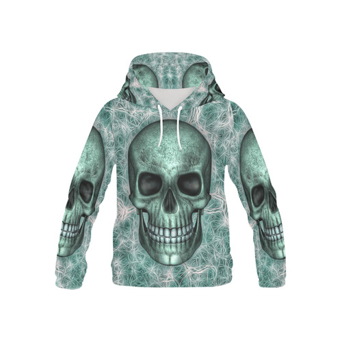 Smiling Skull on Fibers G by JamColors All Over Print Hoodie for Kid (USA Size) (Model H13)
