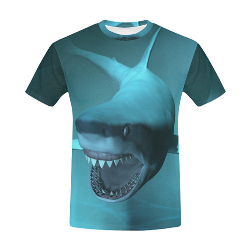 Giant White Shark All Over Print T-Shirt for Men (USA Size) (Model T40)