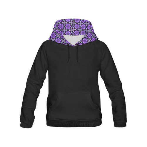 Purple Geometric All Over Print Hoodie for Women (USA Size) (Model H13)