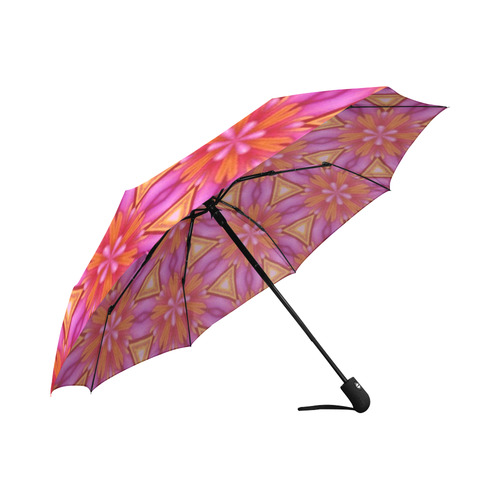 Pink and Orange Floral Pattern Auto-Foldable Umbrella (Model U04)