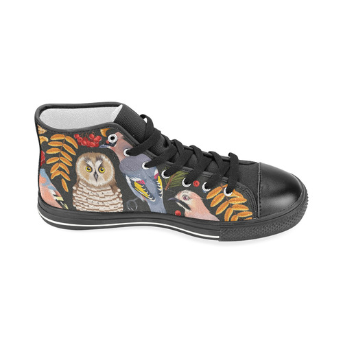 Owl and Bird Men’s Classic High Top Canvas Shoes (Model 017)