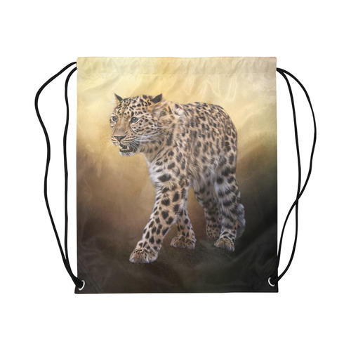 A magnificent painted Amur leopard Large Drawstring Bag Model 1604 (Twin Sides)  16.5"(W) * 19.3"(H)