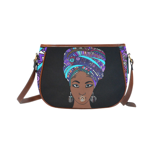 Lady In Purple Saddle Bag/Small (Model 1649) Full Customization